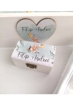 Trusou botez, cutie de amintiri personalizata, ursuletul aviator