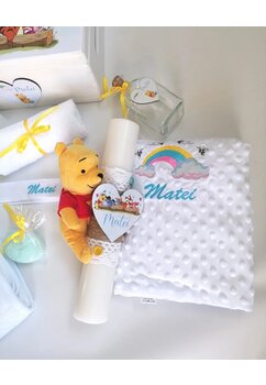 Trusou botez, cutie de amintiri personalizata, Winnie the poof and friends