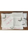 Trusou botez din muselina, 7 piese, brodat, Lorelay, alb cu floricele