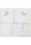 Trusou botez muselina, 8 piese, Butterfly, alb