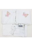 Trusou botez muselina, 8 piese, Butterfly, alb