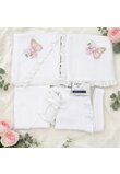 Trusou botez muselina, 8 piese, Butterfly, alb