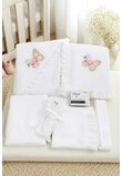 Trusou botez muselina, 8 piese, Butterfly, alb