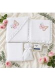 Trusou botez muselina, 8 piese, Butterfly, alb