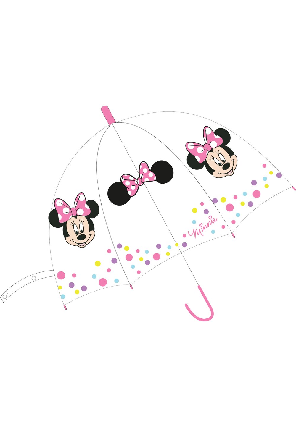 Umbrela fete, Minnie Mouse, transparenta cu buline