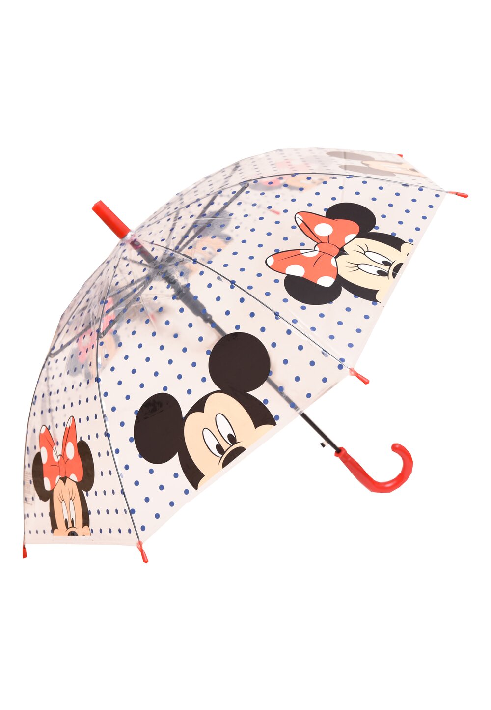 Umbrela Minnie si Mickey Mouse, transparenta cu buline imagine