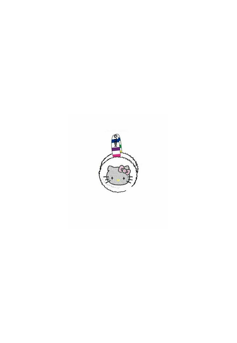 Urechi Hello Kitty, albe cu dungi colorate