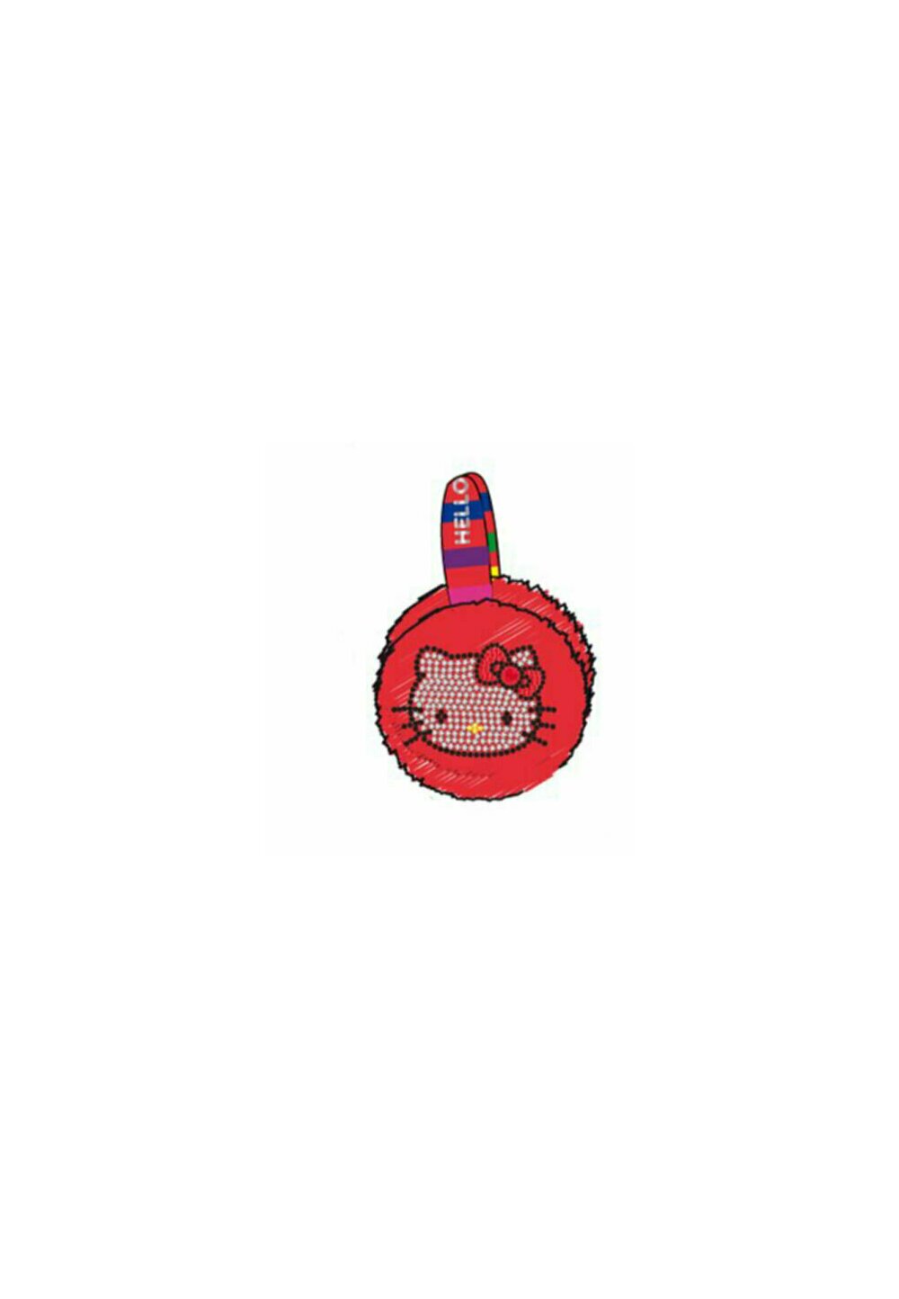 Urechi Hello Kitty, rosii cu dungi colorate
