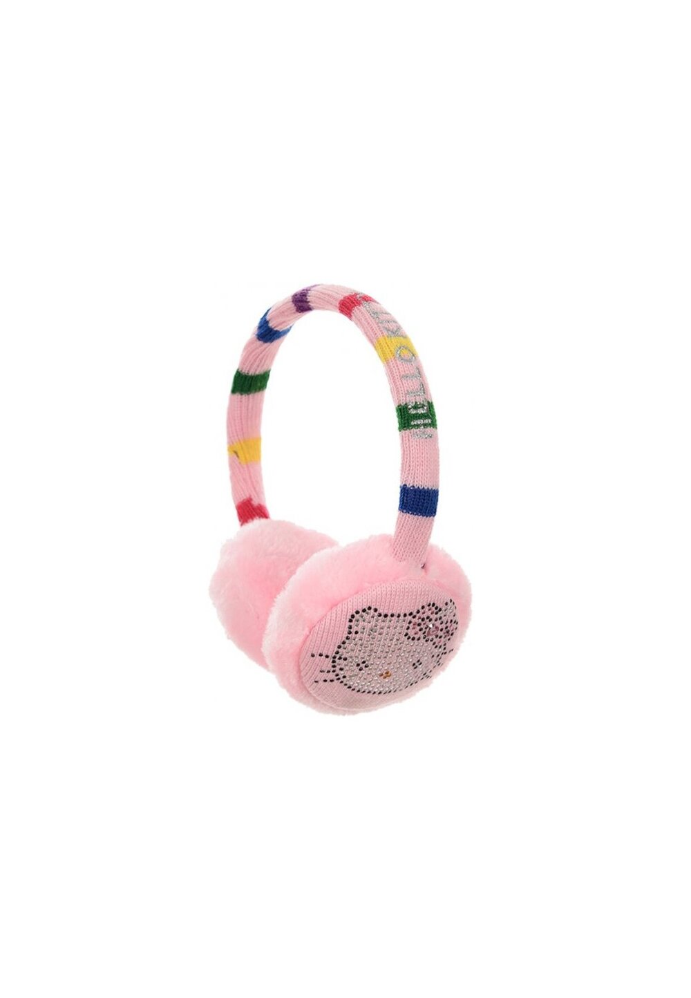 Urechi Hello Kitty, roz cu dungi colorate