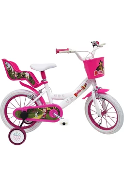Bicicletă Denver Masha and the bear, 16 inch, alb/roz
