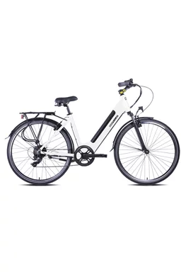 Bicicletă electrică oraș Beraud E Motive Ecoway 28 inch, baterie 36V 10.4Ah 374Wh, motor 36V 250W 34Nm, suspensie față, Alb