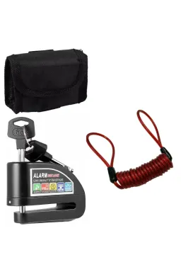 Alarmă Blocare Disc + Cablu + Geantă (T-6BC)
