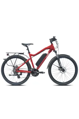 Bicicletă electrică MTB Beraud E-200 SUV Sprinta 27.5 inch, baterie 36V 13Ah 468Wh, motor 250W 34Nm, suspensie față, Roșu