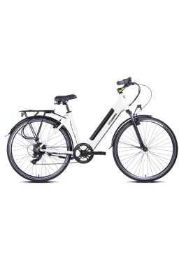 Bicicletă electrică oraș Beraud E Motive Ecoway 28 inch, baterie 36V 10.4Ah 374Wh, motor 36V 250W 34Nm, suspensie față, Alb