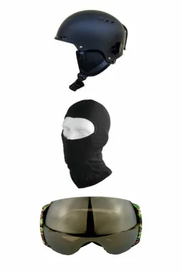 Pachet Mat Negru Big Globe M3 (Casca+Ochelari+Cagula) picture - 1