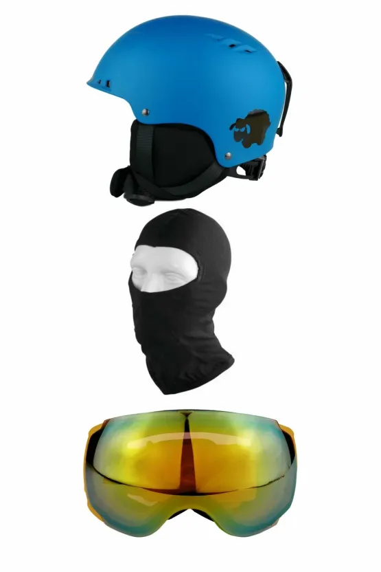 Pachet Blacksheep Matte Blue Big Globe Yellow (Cască+Ochelari+Cagulă) picture - 1