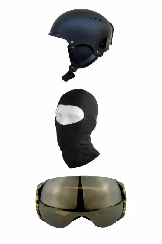 Pachet Mat Negru Big Globe M3 (Casca+Ochelari+Cagula) picture - 1