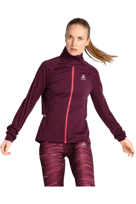 Pulover alergare Odlo Zeroweight Pro Warm Reflect, Vișiniu picture - 3