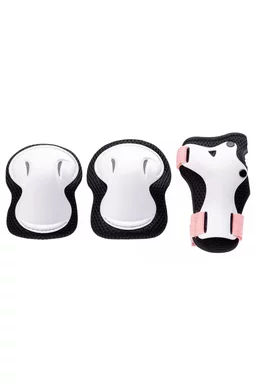 Set protecții Martes Gardano Alb/Roz (2 x genunchiere, 2 x cotiere, 2 x protecții încheieturi)