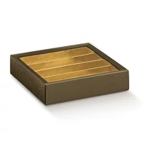 Cutie cu insertie imitatie de piele Pelle marrone