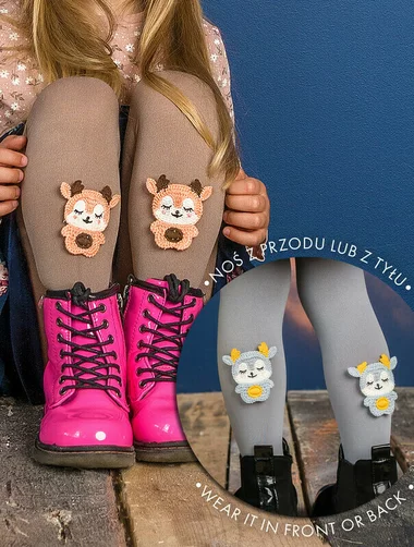 3D-Mikrofaser-Kinderstrumpfhose und verspielte Applikationen Knittex Elkie 50 den
