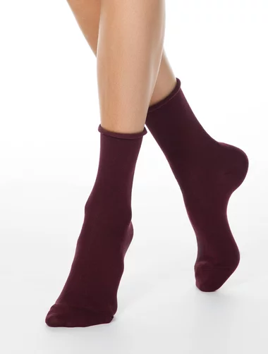 Baumwollsocken mit gedrehtem Rand ohne Druck Conte Elegant Comfy