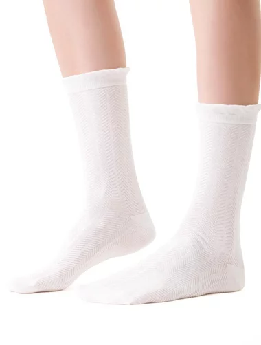 Ecrufarbene Socken mit Muster und ajourierter Manschette Steven S066-013