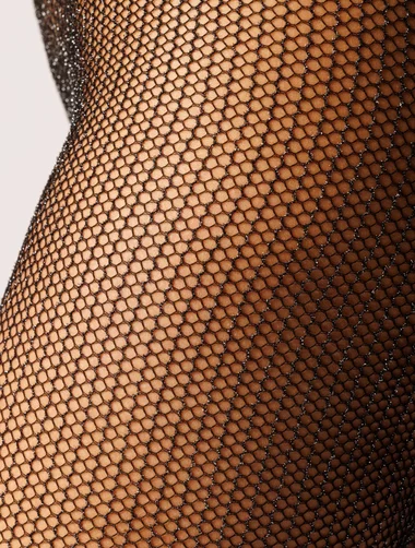 Feine netzstrümpfe mit silbernem lurexfaden Laura Baldini Bold Lurex