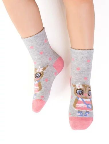 Graue Babysocken mit Eule Steven S138-360