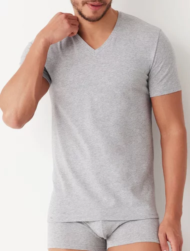 Herren T-Shirt aus Baumwolle mit V-Ausschnitt Cotonella AU297 0001