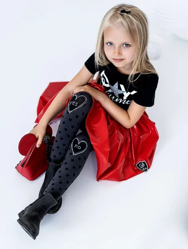Kinderstrumpfhose mit Herzmuster Knittex Ja oder Nein 120 den