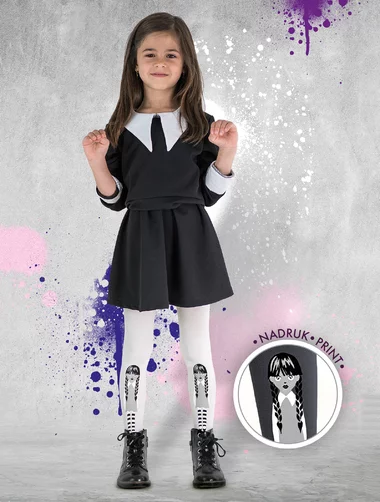 Kinderstrumpfhose mit Muster von Wednesday Addams Knittex Black 60 den
