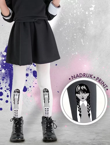Kinderstrumpfhose mit Muster von Wednesday Addams Knittex Black 60 den