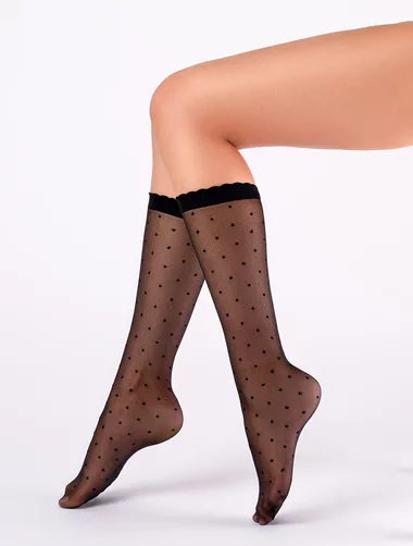 Lange Lycra-Socken mit Tupfen Sosetaria Ballerina 20 den
