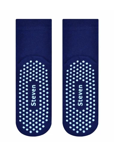 Marineblaue Baumwollsocken für Kinder mit Bauchmuskeln in der Sohle Steven S164-003