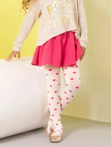 Mikrofaser-Kinderstrumpfhose mit rosa Herzen Gabriella 765 Zuza 40 den