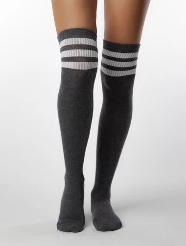 Overknee-Socken aus Graphit-Baumwolle mit Streifen Intenso 426-208