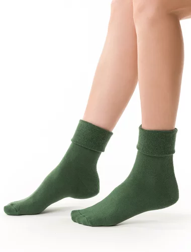 Schlichte Flocksocken mit umgeschlagener Kante Steven S110