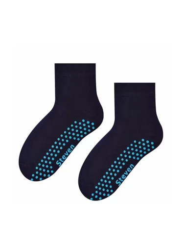Schwarze Kindersocken aus Baumwolle mit Bauchmuskeln in der Sohle Steven S164-004