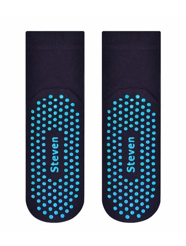 Schwarze Kindersocken aus Baumwolle mit Bauchmuskeln in der Sohle Steven S164-004