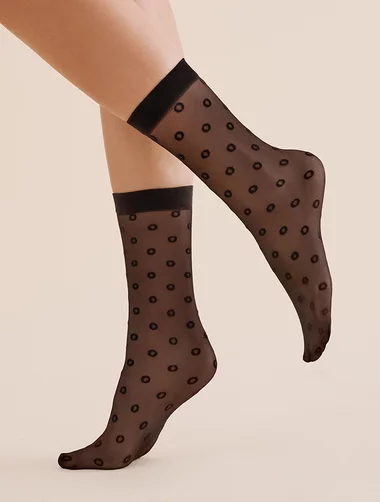 Schwarze Lycra-Socken im Netzimitat mit Tupfen Gabriella 1195 Peri 20 den