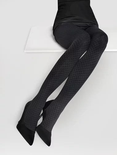 Schwarze Strümpfe mit geometrischem Muster Marilyn Natti D11 60 den
