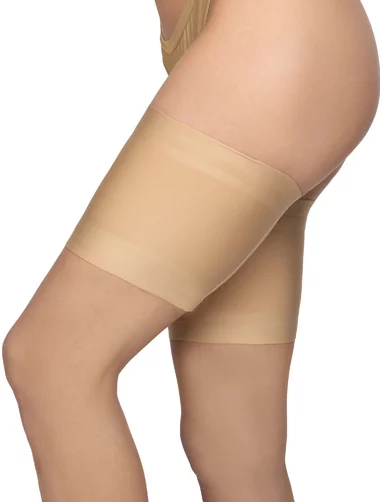Set mit 2 Silikon-Strumpfhaltern zur Vorbeugung von Irritationen am Annes Satin-Oberschenkel
