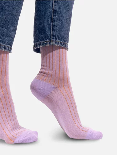 Socken aus Bio-Baumwolle lila mit streifen Kabak Lilac