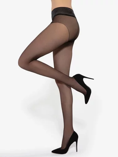 Strumpfhose ohne Nähte und breites Band, niedrige Taille, Gatta Discreet 01, 15 den