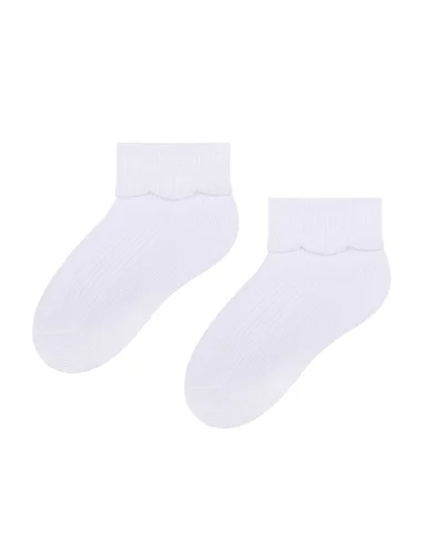 Weiße Bambus-Babysocken mit umgeschlagener Kante Steven S145-001