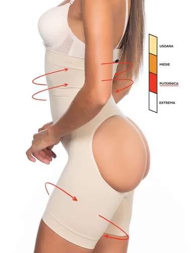 Chiloti boxeri modelatori cu talie inalta si chilot decupat Shapewear 2033