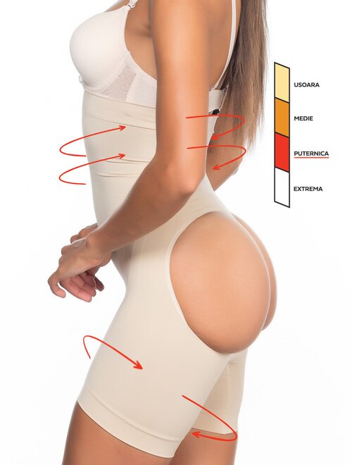 Chiloti boxeri modelatori cu talie inalta si chilot decupat Shapewear 2033