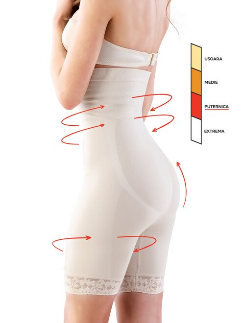 Chiloti boxeri modelatori cu talie inalta si dantela Shapewear 2027