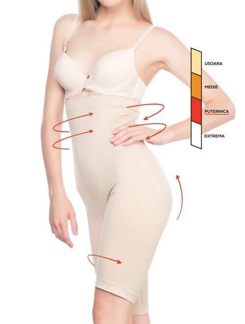 Chiloti boxeri modelatori lungi pe picior cu talie inalta si silicon Shapewear 2006